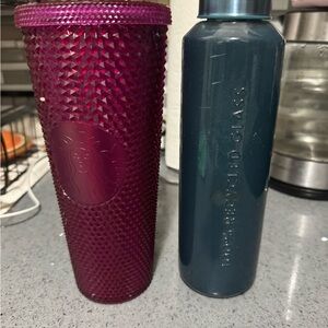 Starbucks Magenta Tumbler and Teal Bottle Set